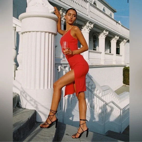 Princess Polly Red size 2 Aero Midi Asymmetrical Dress - Picture 3 of 6